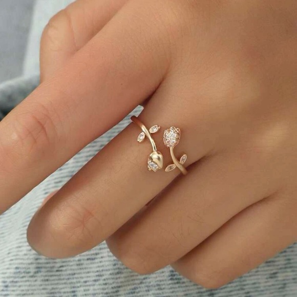 Restock- Cubic Zirconia Detail Cuff Ring - Picture 2 of 4